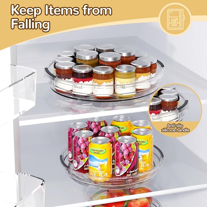 INCOSTAR Lazy Susan 2 Pack, 10.6 Inch Clear Turntable for Kitchen Cabinet | Rotating Spice Rack, Pantry Organizer and Storage, Bathroom Countertop Organizing for Makeup Vanity - Image 5