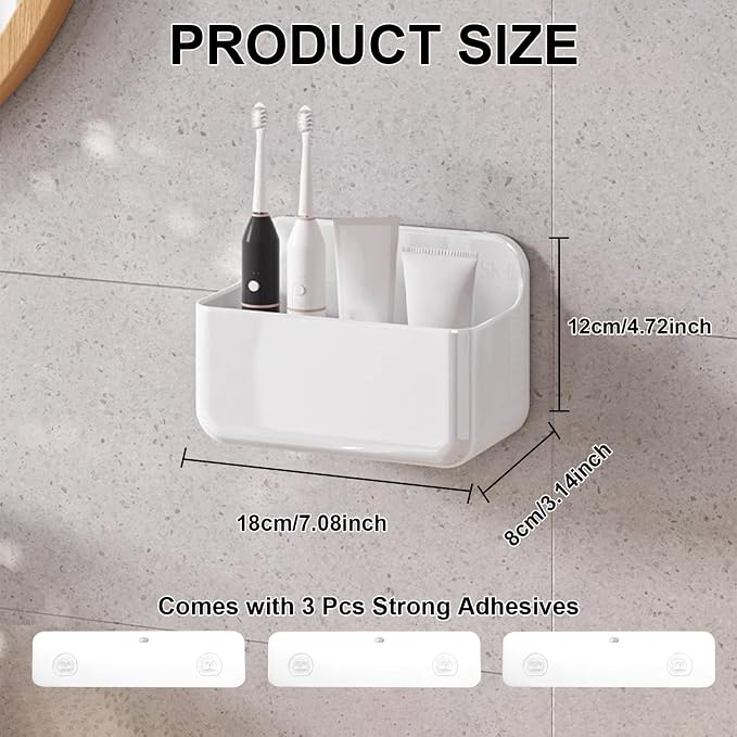 Wall Mount Organizer, 2Pc Small Adhesive Cabinet Door Organizer | Bathroom Shelf for Wall,No Drilling Hang Adhesive Shelf, with Self Adhesive Tapes, for Bathroom, Kitchen, Living Room - White - Image 2