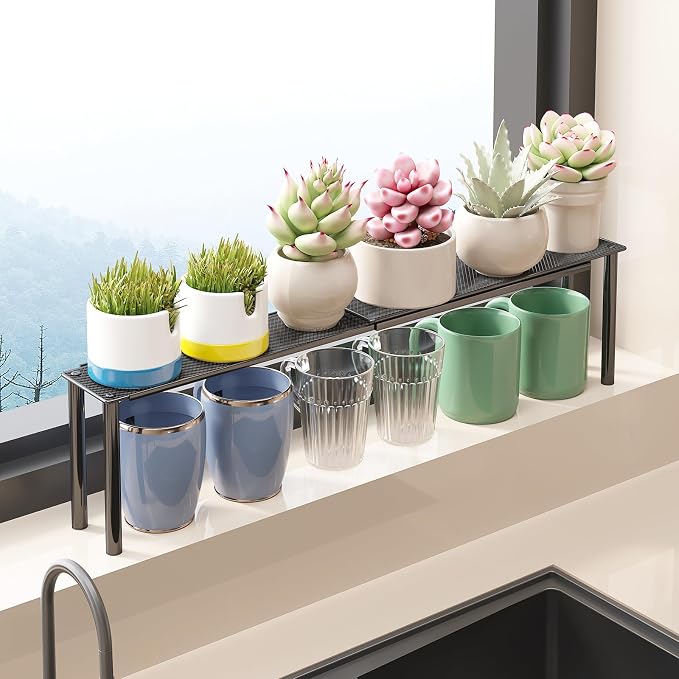 Window Sill Plant Shelf,Expandable Narrow Shelf Organizer for Over the Sink | Expandable from 15.3-25.9", Narrow 3.5" design, Large lower‑level space, Rust-resistant steel holds 22lbs, Simple assembly - Image 8