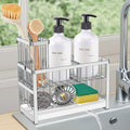 Sinnsally Kitchen Sponge Holder,Sink Caddy Organizer with High Brush Holder,Stainless Steel Sink Box Dish Scrubber Holder,Soap Tray for Kitchen Counter Accessories & Storage Rack (2 Tier - Silver) by UsefulKitchenTools