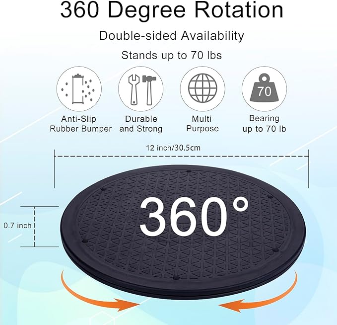 Eichzer 12 Inch Lazy Susan Turntable Organizer, Heavy Duty Swivel Stand | Steel Ball Bearings, 360 Degree Smooth Rotation, Multi Use for Model, Plants, Crafts, TV, Monitor & Laptop Display - Image 3