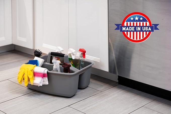 Mighty Tuff Rough and Rugged All-Purpose Cleaning Caddy, Grey/Black 2 Count (CD0170) | Durable organizer for carrying cleaning supplies, tools, and household essentials with a rugged, easy-grip design. - Image 6