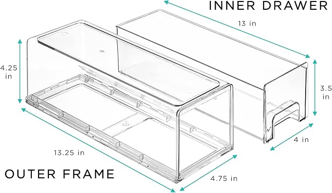 Sorbus Small Wide Clear Storage Drawers (6 Pack) – Stackable Storage Drawers for Pantry, Fridge, or Cabinet – Slide Out Clear Bins with Handles for Organizing - Image 4