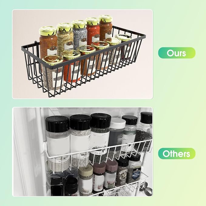 Mefirt 8-Tier Black Over The Door Pantry Organizer, Hanging Shelves | Pantry Hanging Organizers and Storage, Adjustable Heavy-Duty Metal for Home & Kitchen, Back of Door Seasoning Rack - Image 7