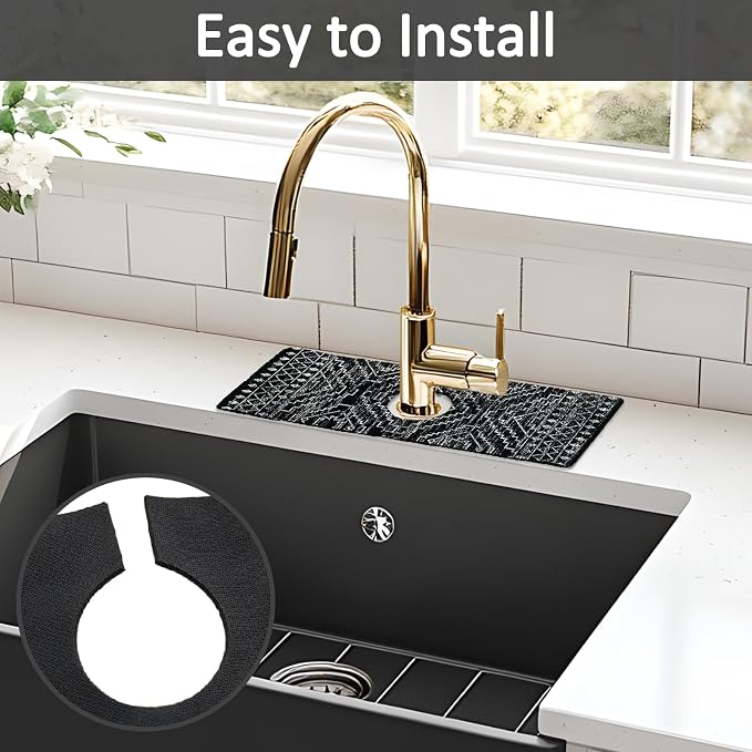 15" X 5.5" Kitchen Sink Splash Guard Faucet Mat Aztec Super Absorbent Fast Drying Faucet Guard & Draining Mat Sink Splash Guard Behind Faucet for Kitchen, Bathroom - Image 5