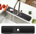 24 Inch Faucet Mat for Kitchen Sink Silicone Folding Faucet Mat for Bathroom Sink Splash Guard 7° Slope Water Draining Tray with Button Lock for Kitchen Bathroom Bar ect(Black) by KicthMap