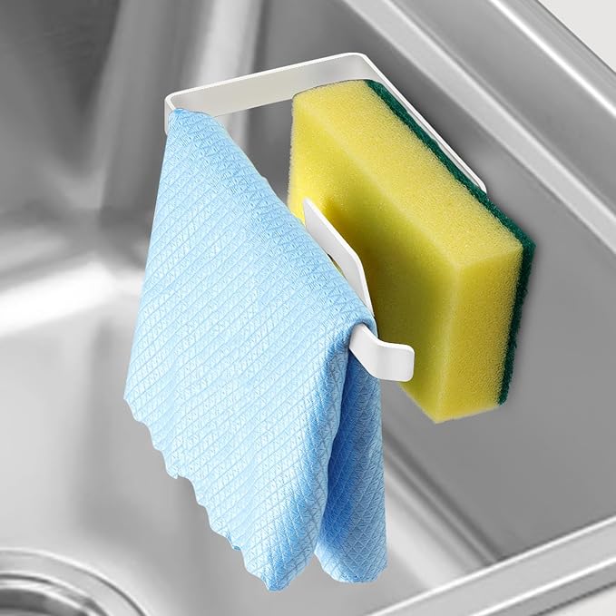 GAViA Sponge Holder for Kitchen Sink, Sink Caddy, Wall Hanging or in-Sink | Removable Sink Rack, Rustproof Brush Holder, Self-Draining Sink Organizer, Inside Sink, Wall-Mounted, White, No Drilling by gaviallc