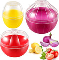Vegetable and Fruit Storage Containers for Fridge, 3 Pieces BPA Free Reusable Food Saver - Tomato, Lemon, Onion Keeper Holder - Refrigerator Vegetable Crisper for Keeping Food Fresh Longer by Babudeer