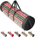BALEINE Christmas Wrapping Paper Organizer Storage, 41" Gift Wrapping Paper Storage Containers, Clear PVC with Durable 600D Oxford Fabric Gift Wrap Paper Holder Fits 18-25 Rolls, Black by BALEINE
