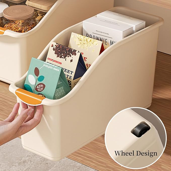 2 Pack Roll Out Plastic Organizer Bins, Tall Under Sink Organizer with Handle for Kitchen, Bathroom and Pantry, Multi-purpose Slim Storage Bin On Wheels, Laundry Room Organizers and Storage - Image 4