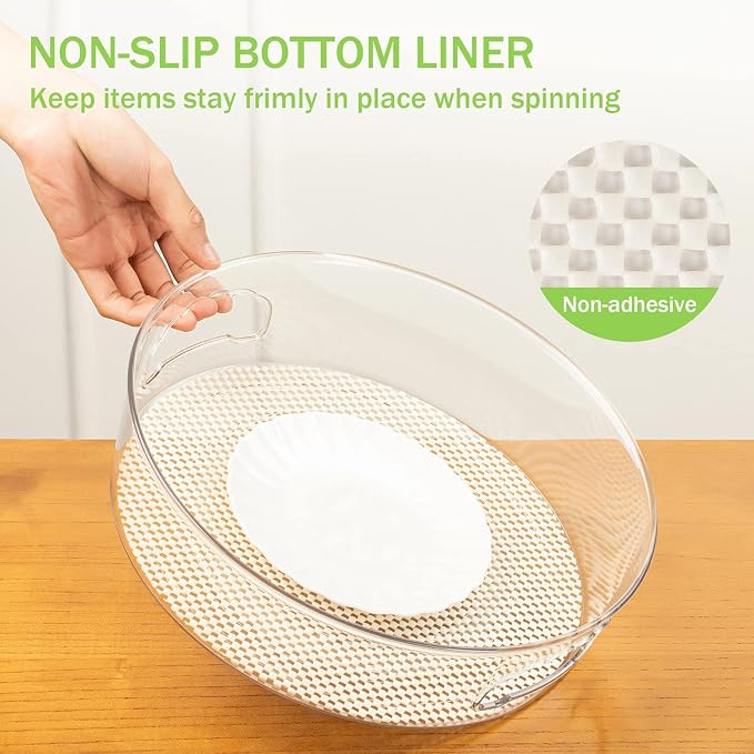 4 Pack Lazy Susan Organizer with Non-Skid Liners, 12-inch Spinning Turntable with Handle, Spice and Refrigerator Organizers, Pantry Organizers and Storage, Round - Image 4