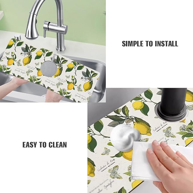 Sink Faucet Absorbing Mat, 2 Pack Drying Mat Around Faucet Sink Splash Guard Behind Faucet Sinkmat For Kitchen Bathroom Island Rv 24 * 5.5 Inch (60 * 14 cm) - Image 6