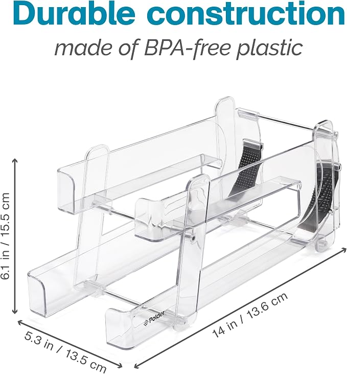 Polder Gravity Feed Can Dispenser, BPA-Free Plastic Beverage and Drink Dispenser, Holds Up to 10 Soda Cans, Ideal for Refrigerators and Countertops, Fridge Organizer, 14" x 5.3" x 6.1" - Image 2