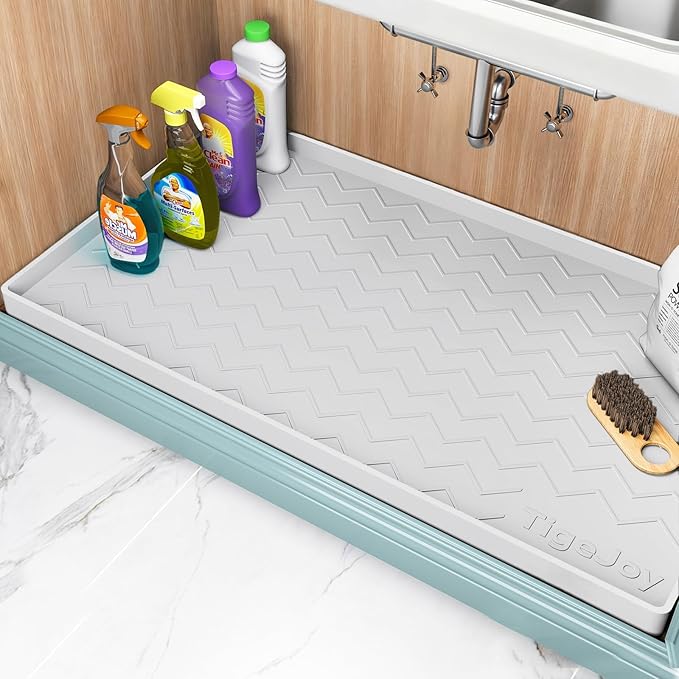 TigeJoy Under Sink Mats for Kitchen Waterproof 25" x 19", Cabinet Liner | Leak-Proof Silicone Mat Sink Protector, Kitchen Essentials Organizer and Storage,Boot or Shoe Tray, Pet Feeding Mat by TigeJoy