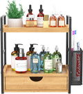 Bathroom Counter Organizer with Drawer and Basket,Wood Countertop Organizer for Bathroom Decor Makeup Tray for Perfume Skincare Bedroom Kitchen Corner by LemikkleDirect
