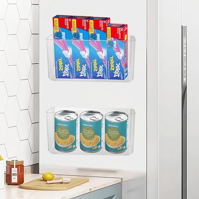 Klmnop 2 Pack Adhesive Mount Cabinet Door Organizer, Kitchen Foil and Plastic Wrap Holders, Cling Wrap Wall Organization for Kitchen, Pantry, Bathroom, Office, Craft Room, Garage(Clear) - Image 3