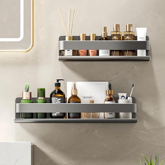 Adhesive Wall Mount Spice Rack Organizer, No-Drill Carbon Steel Spice Storage Shelf for Kitchen Cabinet, RV Camper, and Bathroom Counter, Multi-Purpose Wall Shelf for Seasonings, and bathroom supplies - Image 5