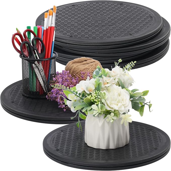 6 Pack 12 Inch Lazy Susan Turntable, Heavy Duty Lazy Susan Turntable Organizer, Premium 12 Inch Rotating Swivel Stand for Table Top, Kitchen, and More by KUKLIPJIM