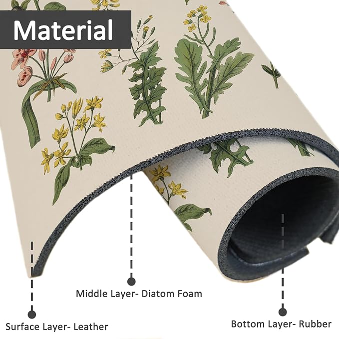 2PCS 24" X 5.5" Kitchen Sink Splash Guard Faucet Mat Floral Super Absorbent Fast Drying Faucet Guard & Draining Mat Sink Splash Guard Behind Faucet for Kitchen, Bathroom - Image 4