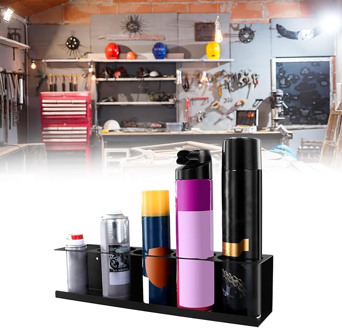 QWORK Heavy-Duty Aerosol Spray Can Holder Rack Organizer, Steel, Powder-Coated, Holds 20 Cans, 4 Pcs, Multipurpose Wall, Toolbox, Cart Mount, No Assembly Required - Image 8
