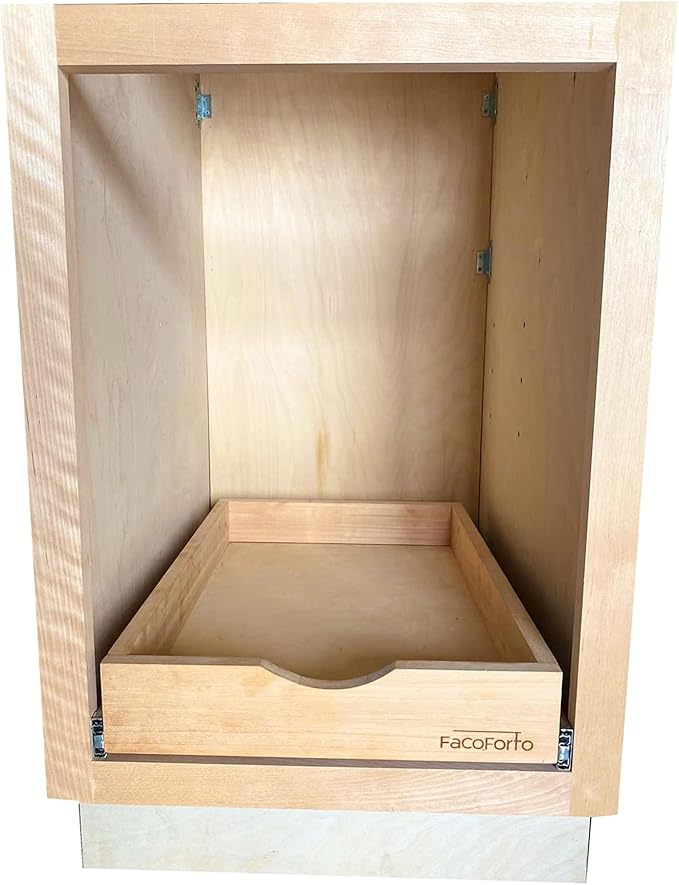 Kitchen Cabinet Organizer, Fully Assembled Drawer Wood Pull Out Tray Drawer Box Cabinet Slide Out Shelve, Wooden Pull-Out Shelf (W21''×D21''×H3'') - Image 7