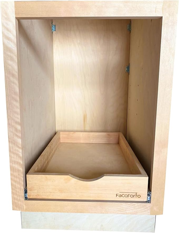 Kitchen Cabinet Organizer, Fully Assembled Drawer Wood Pull Out Tray Drawer Box Cabinet Slide Out Shelve, Wooden Pull-Out Shelf (W15''×D21''×H3'') - Image 7