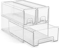 Sorbus 1 Medium & 2 Small Clear Stackable Storage Drawers – Plastic Organizer Bins with Handles – Stackable Pull-Out Storage Drawers for Closet, Pantry, Office, Bathroom, Craft, and Toy Organization by Sorbus