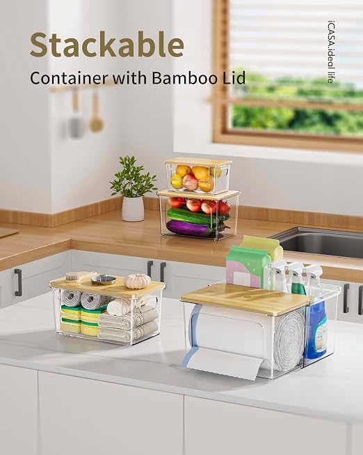 iCASA 3 in 1 Trash Bag Holder Garbage Bags Dispenser Under Sink Organizer | Stackable Trash Bag Organizer for 13/30/33 Gallon Bags, Clear Storage Bins for Kitchen, Cabinet, Laundry Room Organization - Image 6