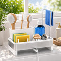 Laveshop Sponge Holder for Kitchen Sink, Rustproof Stainless Steel Sink Caddy with Auto-Drain, Removable Brush Holders, Soap and Dishcloth Organizer, White by Unknown