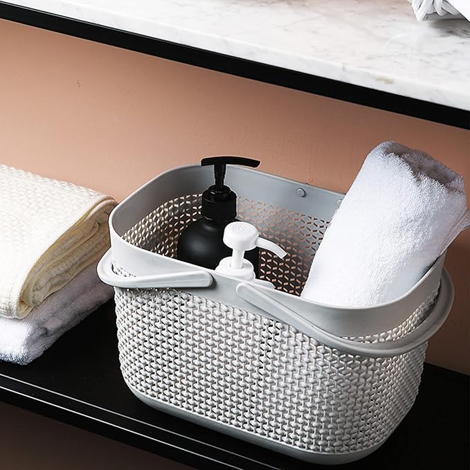 Plastic Portable Shower Caddy Basket, Storage Organizer, Grey, 2 Pack | Bottom Drain Holes, Keep Dry, Sturdy and Durable, Easy to Carry for Bathroom, Kitchen, Dorm Room, RV, College - Image 4