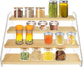 VAEHOLD Spice Rack Organizer for Cabinet & Countertop - Seasoning Organizer Spice Shelf - Space Saving Wooden Display Risers Shelf Showcase Fixtures Jewelry (4 Tier) by VAEHOLD