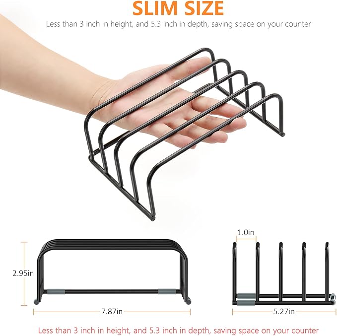 Cutting Board Storage Rack, Compact Cutting Board Organizer, Chopping Board Storage Stand Rack, Bakeware & Cookie Pan Sheets Organizer (1.0 Inch Width Slots) - Image 2
