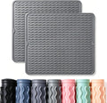 2 Pack Caketime Silicone Dish Drying Mat for Kitchen Counter Coffee Bar Accessories Heat Resistant Waterproof Dining Under Sink Organizers Dog food mat Must Haves Extra Large 18"x16" Gray by CAKETIME
