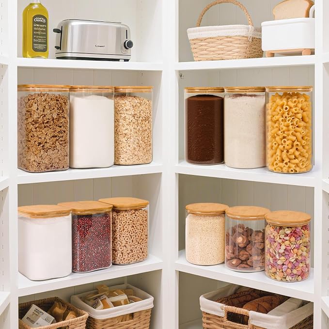 ComSaf Flour Sugar Storage Containers 4 Qt, Set of 2 Glass Flour Container | 1 Gallon Large Glass Storage Containers, 15cm Extra Wide Mouth Canisters, Easy Clean and Scoop, 4.4lb Flour Jar, BPA Free - Image 5