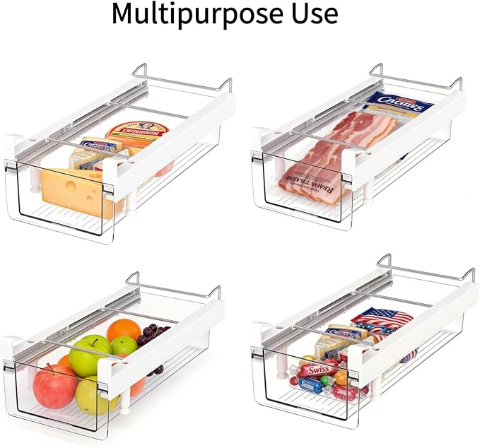 Clear Fridge Organizer Drawer - Plastic Refrigerator Deli Storage Bin for Fruits, Vegetables, Meat & Cheese, Pull-Out Design-M - Image 4