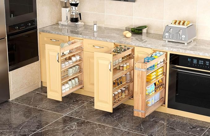 OCG 4 Tier Pull Out Spice Rack Holder Shelves (8" W x 22" D), spice organization for cabinet Storage Organization, pull out spice racks for inside cabinets - Image 5