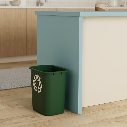 Rubbermaid Commercial Products Resin Deskside Recycling Can, 7-Gallon, Green Recycling Symbol, Plastic, for Bedroom/Bathroom/Office, Fits Under Desk/Sink/Cabinet - Image 2