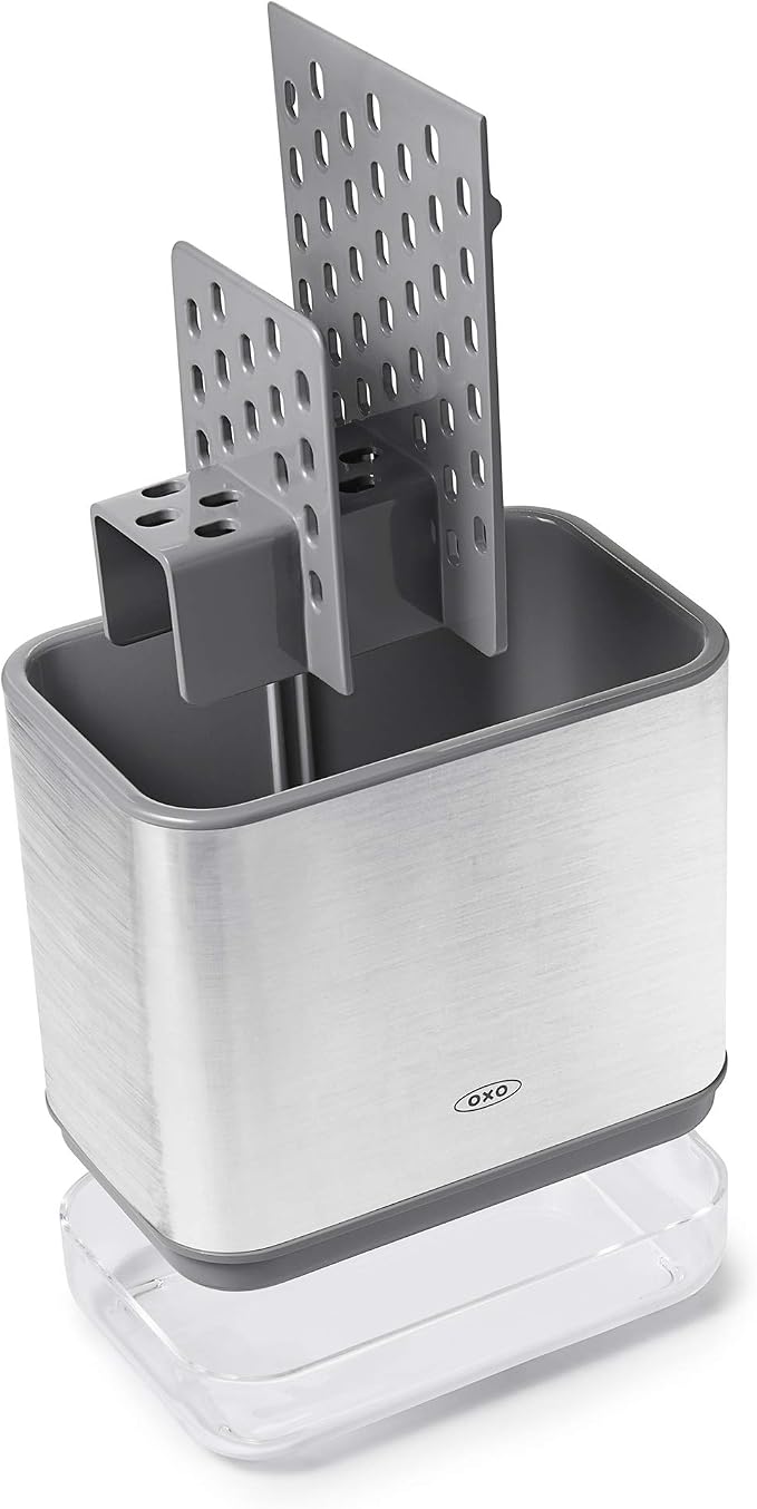 OXO Good Grips Stainless Steel Sink Organizer Caddy & Sponge Holder | Holds Sponge, Soap, And Scrubbers, Rust-Resistant Steel, Drains Easily, Kitchen Sink Caddy, Countertop Organizer - Image 12