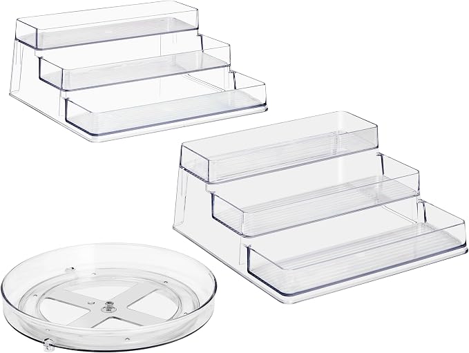 Sorbus Pantry Spice Organizer Set, 3-Tier Seasoning Organizer for Cabinet (2 Pack) and Lazy Susan Spice Rack Turntable 9-Inch, Spice Organization for Cabinet, Condiment Organizer Pantry & Refrigerator - Image 7
