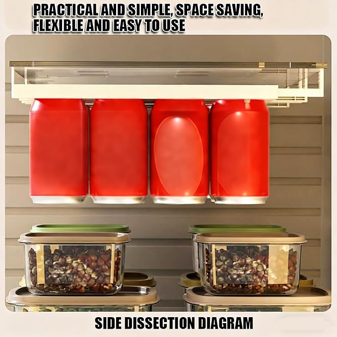 Refrigerator Hanging Can Storage Rack – Creative Slide-in Drink Organizer Shelf for Beer, Soda, and Beverages – Space-Saving Fridge Dispenser Holder, Fits 5.3cm & 5.7cm Diameter Cans - Image 6