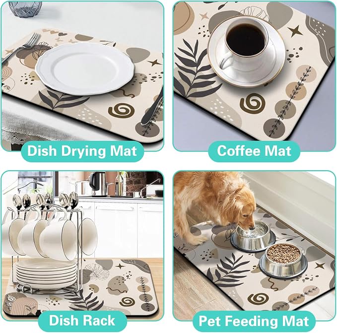 Dish Drying Mat for Kitchen Counter Matt, 2PCS 23"x15" Dish Drainer Mat & 24"x5.5" Sink Splash Guard, Super Absorbent Non-slip Rubber Backed - Image 6