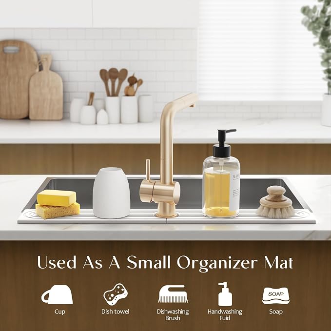 30 Inch Faucet Mat for Kitchen Sink - Instant Dry Sink Protector for Countertop, Extra-Long Diatomaceous Earth Stone Sink Tray Around Faucet for Kitchen Bathroom RVs (Light Grey, 30" x 3.9") - Image 5