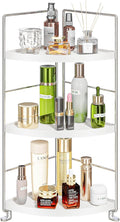 3-Tier Corner Shelf Bathroom Counter Organizer, White | Multi-Space Storage Tray, Holds Spices, Cosmetics, Lotion, Space-Saving for Sink, Vanity and Kitchen by KINGBERWI