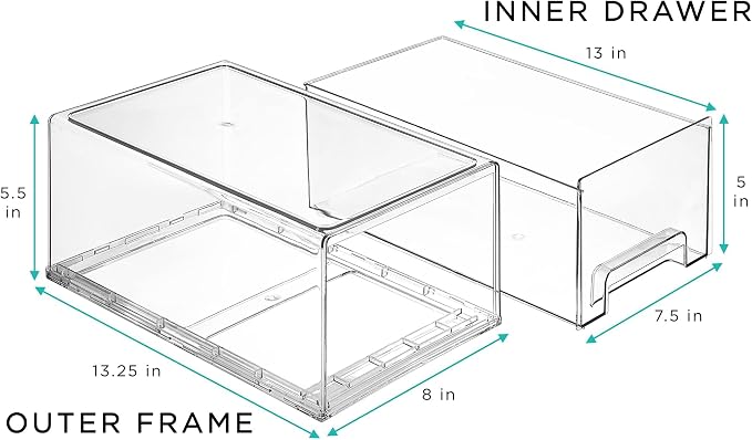 Sorbus Plastic Storage Bins Stackable Clear Pantry Organizer Box Bin for Organizing Kitchen Fridge, Food, Snack Pantry, Fruit, Vegetables, Bathroom, Wide & Narrow Deep (6 Pack) - Image 3