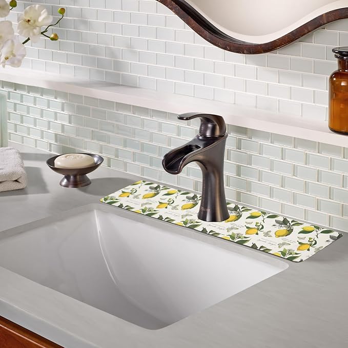 Sink Faucet Absorbing Mat, 2 Pack Drying Mat Around Faucet Sink Splash Guard Behind Faucet Sinkmat For Kitchen Bathroom Island Rv 24 * 5.5 Inch (60 * 14 cm) - Image 3