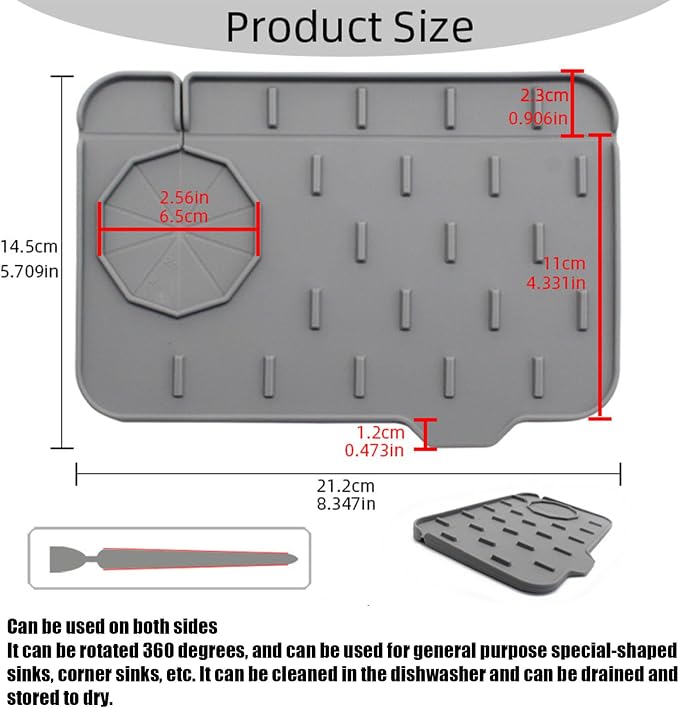 2 Pack Mini Sink Splash Guard, Double Sided Kitchen Faucet Mat | Tap Water Catcher for Bathroom and Corner Basins, Defends Worktops Against Puddles, Gathering Regular Water Drips - Image 2