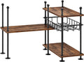 HOOBRO Kitchen Countertop Organizer, 4-Tier Adjustable Kitchen Storage Shelf with Rods & Leveling Feet, 3 Configurations, for Cabinet, Countertop, Bathroom, Office, Rustic Brown and Black BF21TL01 by HOOBRO