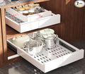 Seinloes Pull Out Cabinet Organizer,4-Side Expandable to Maximize Cabinet Space,Slide Out Drawers with 3 Rail Design,Roll Out Shelf with Raising Pad for Framed Cabinet,11"-16"W x 17"-24"D,White,2 Pack by Seinloes