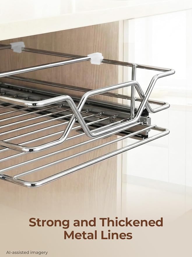 FOHERE Pull Out Cabinet Organizer 11.6" x 21" D Heavy Duty Pull Out Drawers | Smooth Sliding Under Cabinet Shelves for Pots and Pans, Slide Out Drawers For Kitchen Organizers and Storage, for Pantry - Image 5