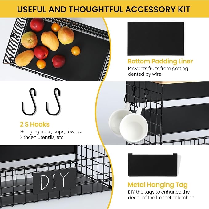 [WIDER SHELF] 2 SET Strong Magnetic Shelf Basket for Fridge with Tag & Bamboo Top, XXL Large Magnetic Spice Rack Shelves for Side of Refrigerator, Kitchen Pantry Storage Organizer for Food Fruit Veg - Image 3